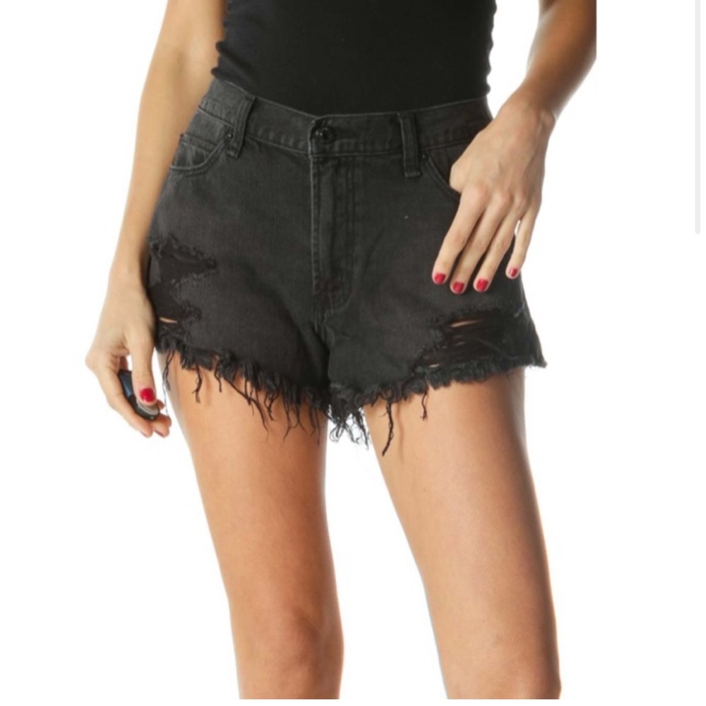 Abercrombie & Fitch black high rise short distressed